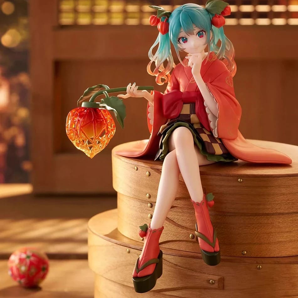 Hot Bandai Hatsune Miku Anime Noodle Stopper Figure – Flower Fairy Winter Cherry Edition