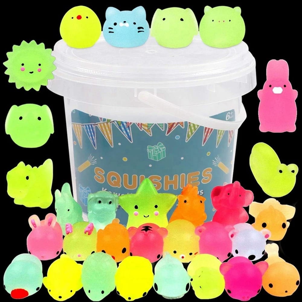🐾Glow-In-the-Dark Kawaii Animal Mochi Squishies 24PCS