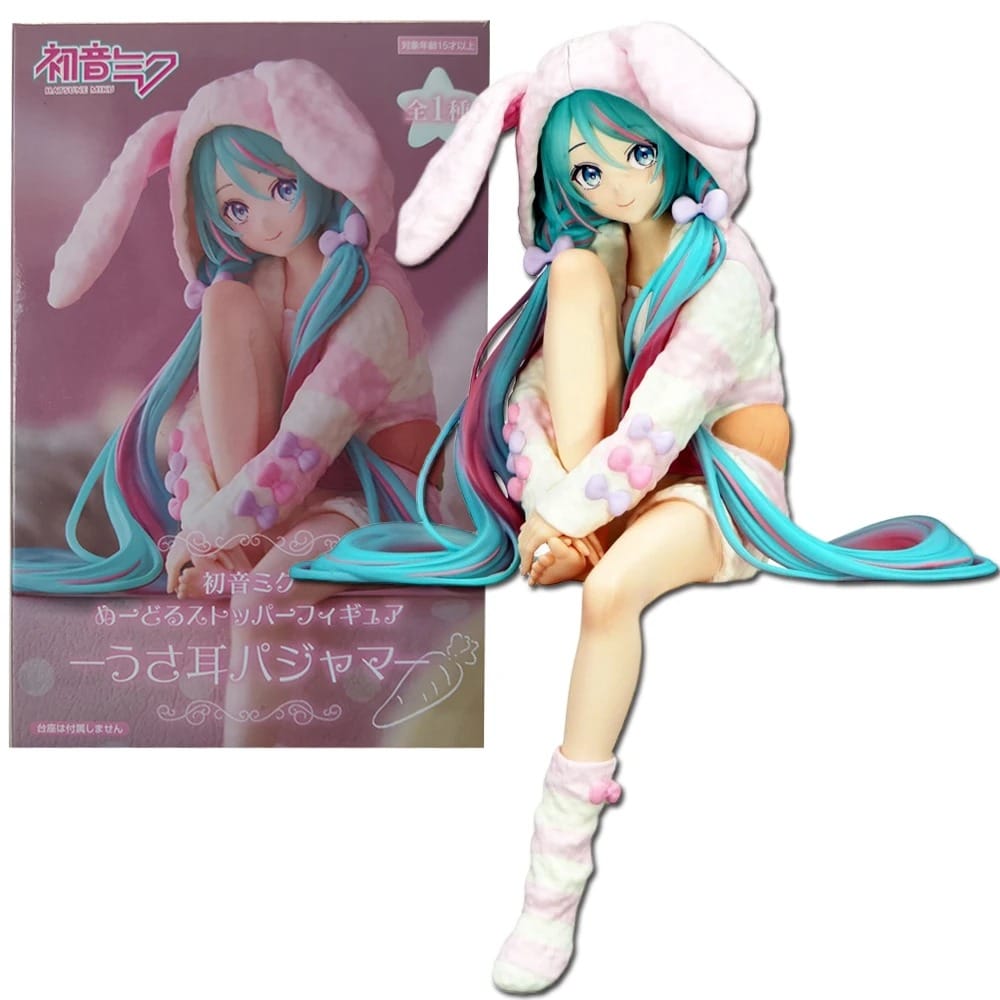 Hatsune Miku 15CM Noodle Stopper Figure – Rabbit Ear Pajama Edition 🐰💙