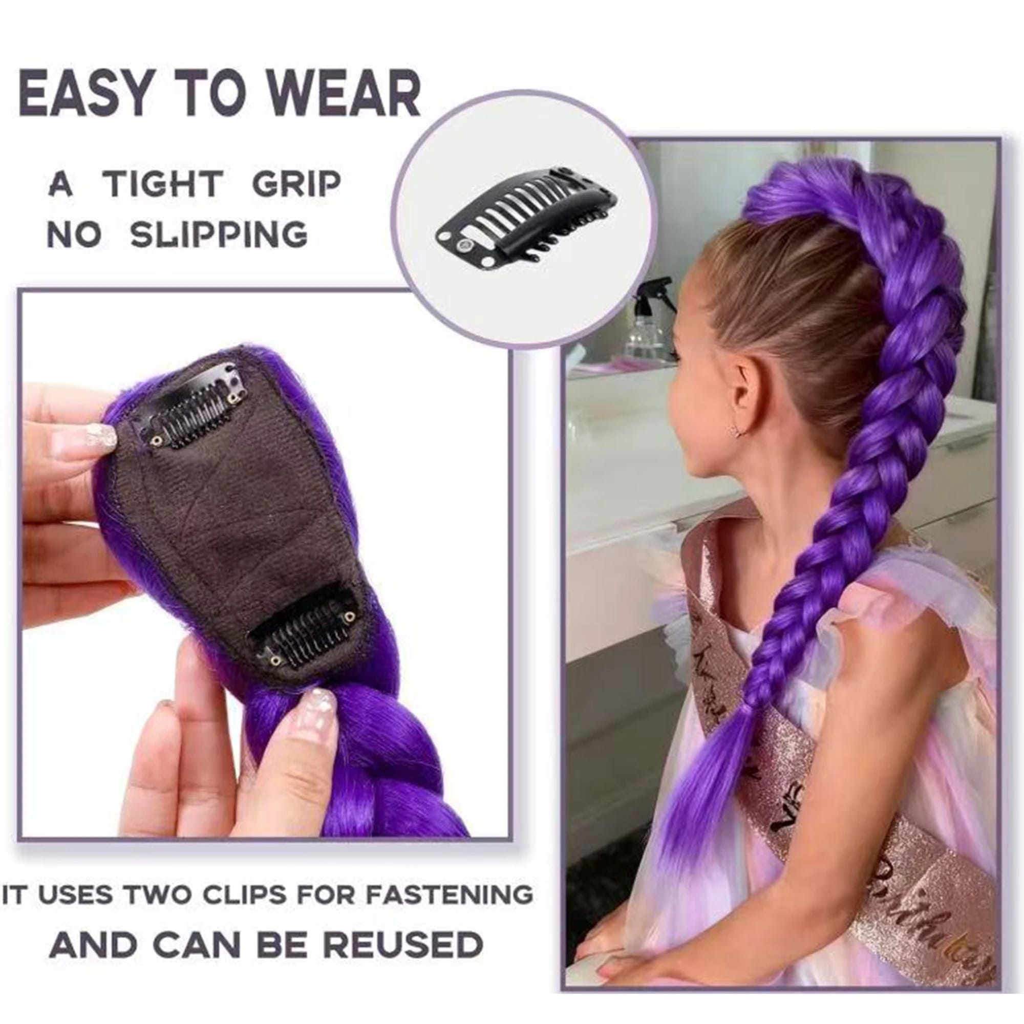 🔥K-Pop Demon Hunters 26" Purple Braid Clip-In Ponytail Hair Extension🔥