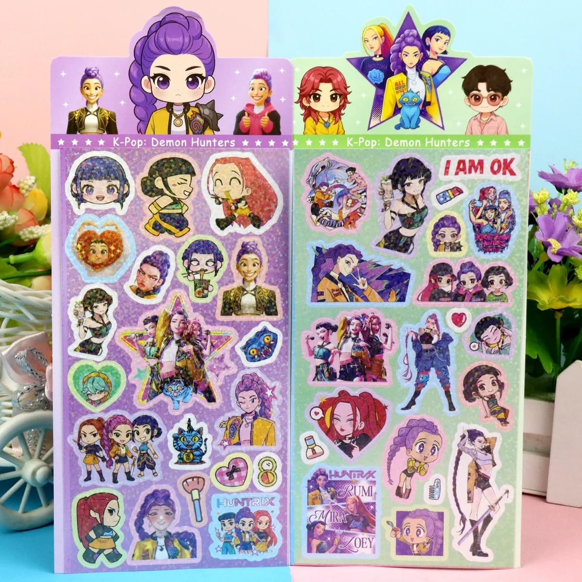 ✨K-Pop Demon Hunters Laser Stickers - Cute Anime & Cartoon Style✨
