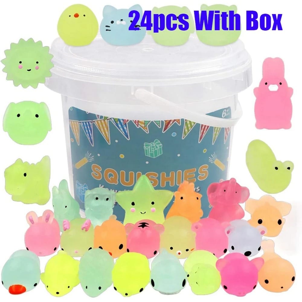 🐾Glow-In-the-Dark Kawaii Animal Mochi Squishies 24PCS